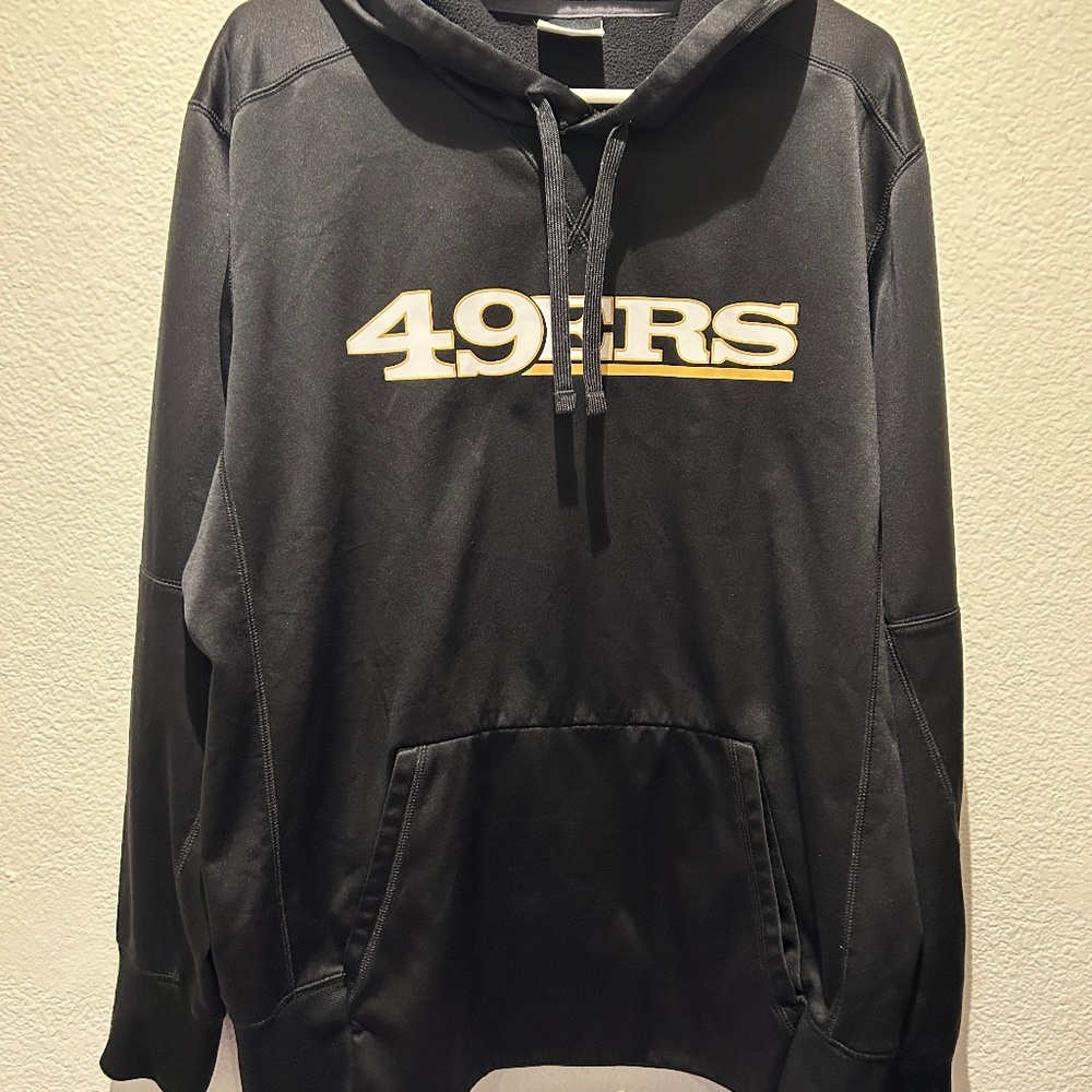 Nike NFL Team Apparel 49ers Black Hoodie Therma Fit Size L EUC